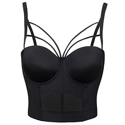 Woboren Damen Frauen BH Feste Weste Atmungsaktiv Push Up Sport-BH Der läuft Lässig Tank (Schwarz, S) von Woboren