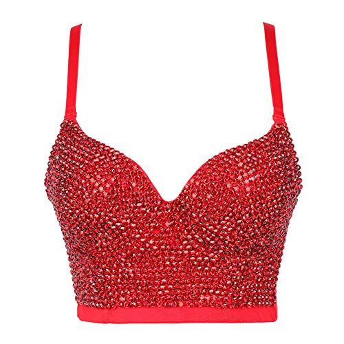 Woboren Damen Korsett Bustier BH Dessous Tank Top Trägertop Crop Top Corsage Schlanke Weste Rot L von Woboren