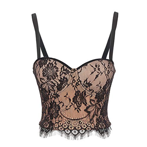 Woboren Damen Korsett Bustier Dünn Weich Lace BH Spitze Bluse Tops von Woboren