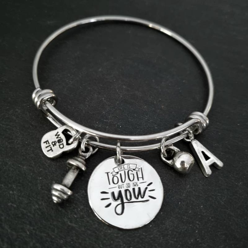 Damen-Armband „Das Leben Ist Hart, Aber Sie Auch" Fidanzata-Geschenk Chiaca-Armband Motivationsgeschenk Initialen-Armband Mutter-Geschenk Holz & von WodAndFit