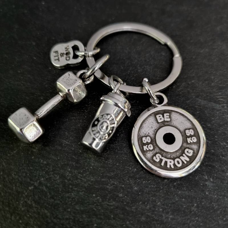 Fitnessstudio-Schlüsselanhänger Mit Hantel, Kaffee Und Motivationsscheibe - Geschenkidee Für Fitnessstudio-Fans Bodybuilding Cross-Training von WodAndFit
