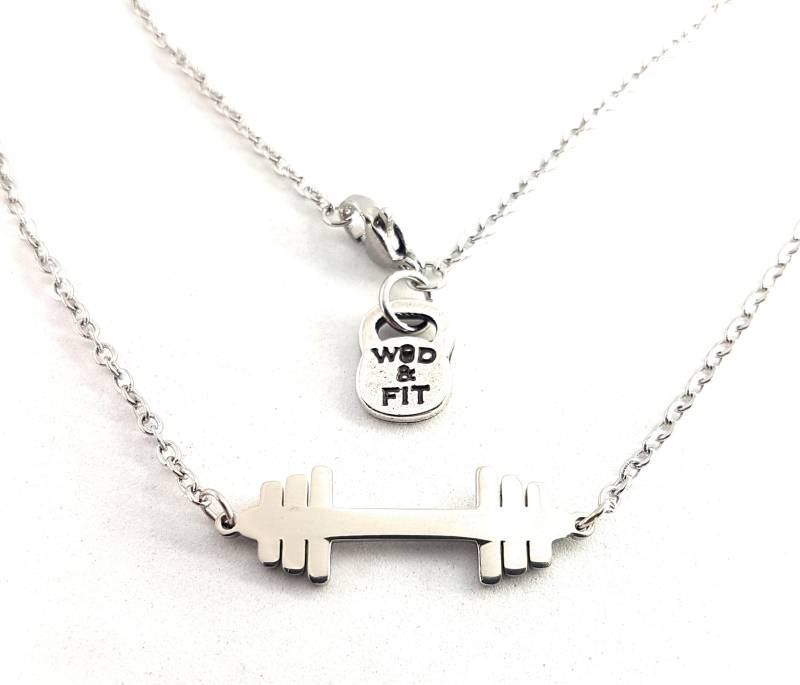 Flache Bar-Gym-Halskette, Fitness-Schmuck Geschenk Für Frauen Freundin Mutter Crosstraining-Schmuck Gewichtheben Gym Wod & Fit von WodAndFit