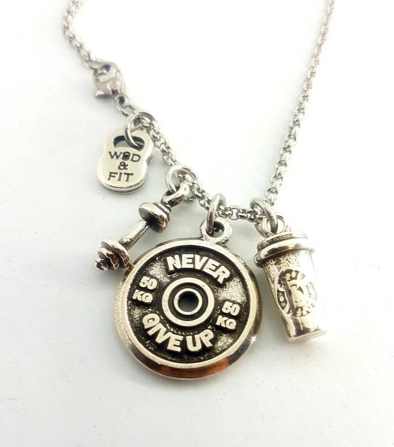 Gym-Halskette, Kaffee - Und Disco-Motivation Geschenk Für Trainer Gewichtheben Die Freundin Halskette Beste Fitnessschmuck Wod & Fit von WodAndFit