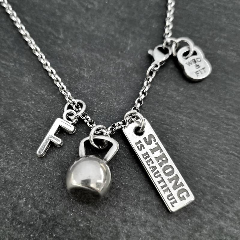 Kettlebell Tabata Workout Gym Halskette Motivationsgeschenk Fitness Trainer Geschenk Schmuck Gym Wod & Fit von WodAndFit