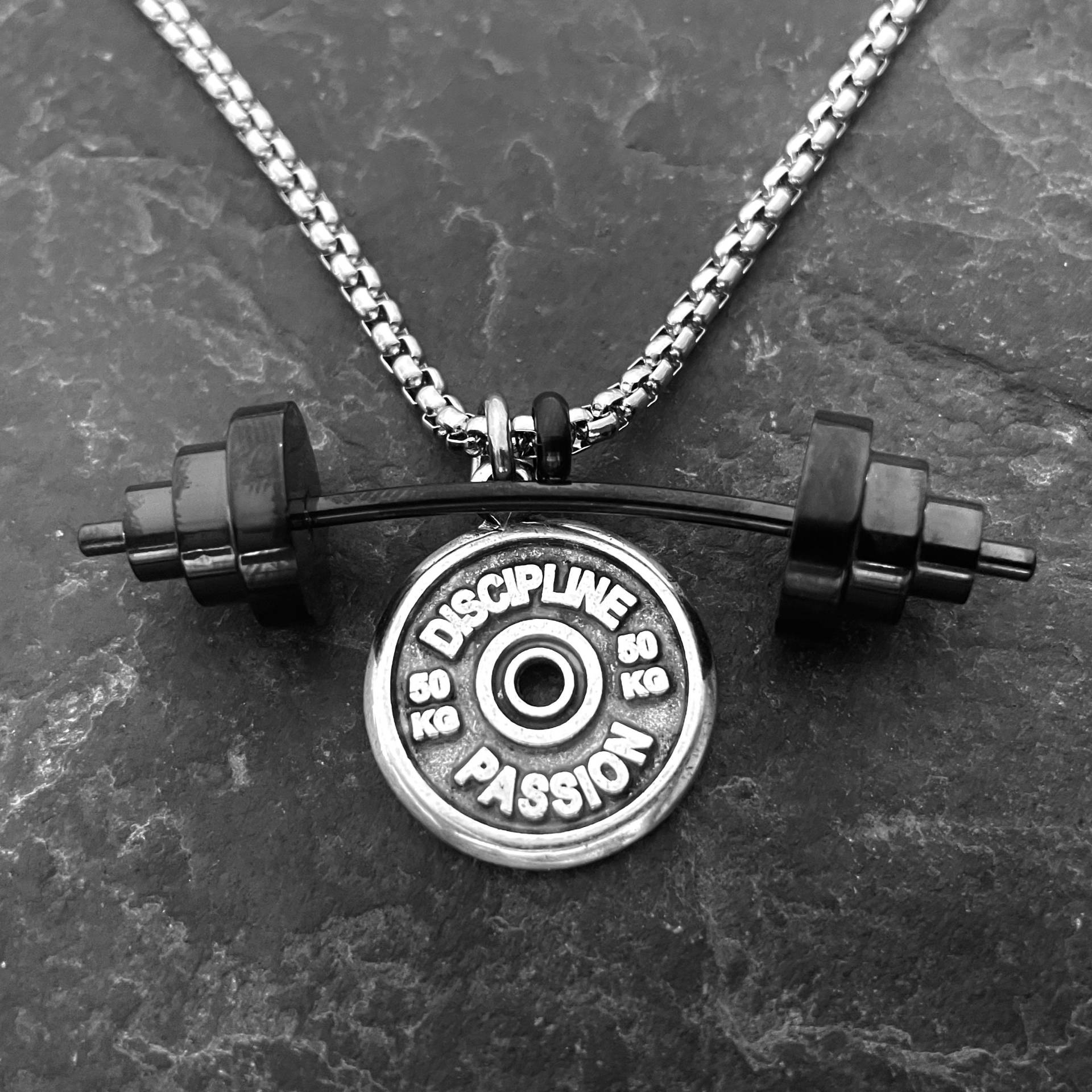 Power Clean Workout Gym Halskette Mit Schwarzer Hantelstange Und Gewichtsscheibe - Motivationsgeschenk Geschenk Für Den Freund Trainer Gewichtheben von WodAndFit