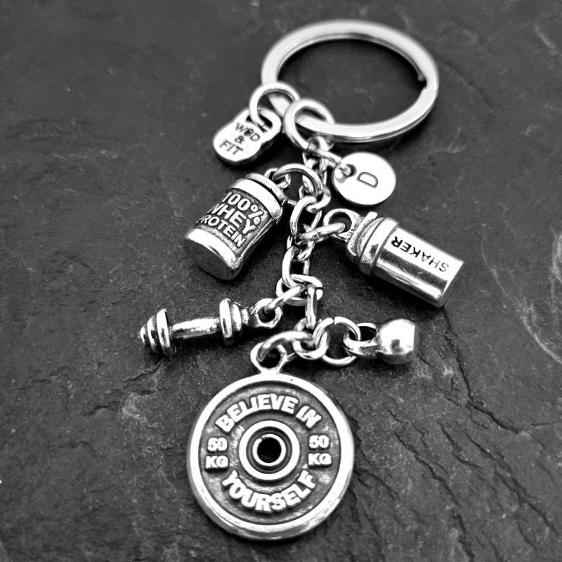 Fitnessstudio-Schlüsselanhänger, Performance-Workout, Whey-Protein-Shaker Motivationsscheibe Crossfit-Geschenk Bodybuilding Fitness Gym-Schmuck von WodAndFit