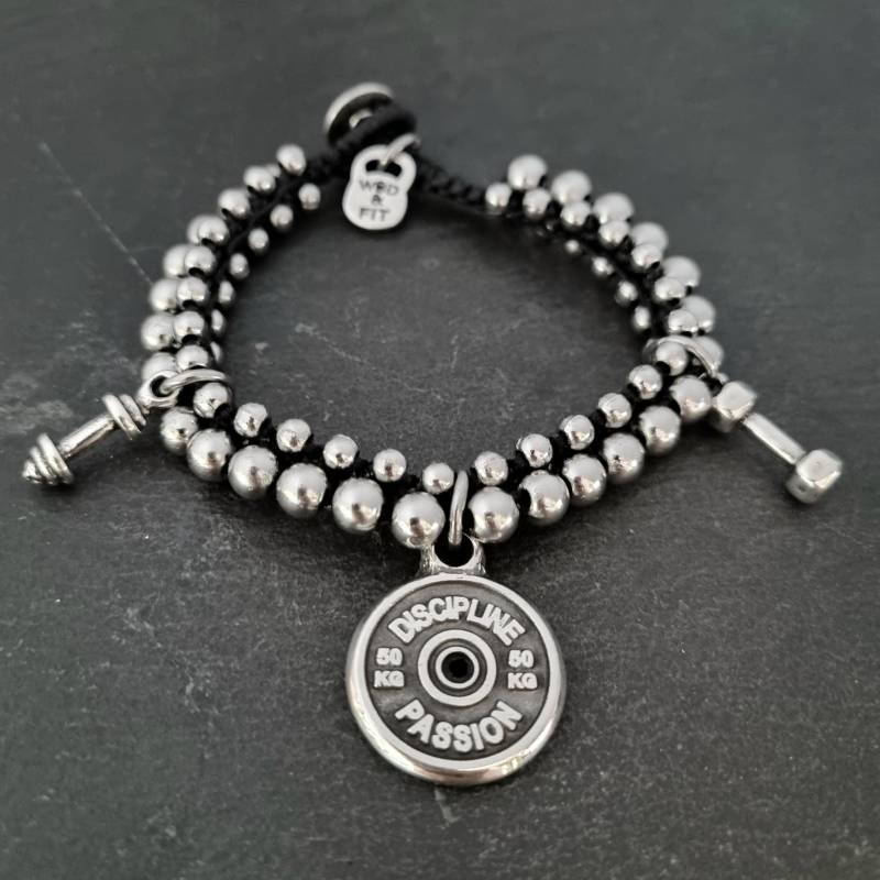 Gym Armband Slamball Workout Disc Motivation Lederarmband - Coach Geschenk Fitness Freundin Wood & Fit von WodAndFit