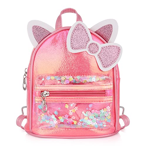 Wodasi Kinderrucksack Kindergarten, Kinderrucksack Mädchen, Kinderrucksack Babyrucksack Kindergartenrucksack für Kinder Baby Mädchen Kleinkind, Süßer Katzenohren Rucksack, Rose Rot von Wodasi