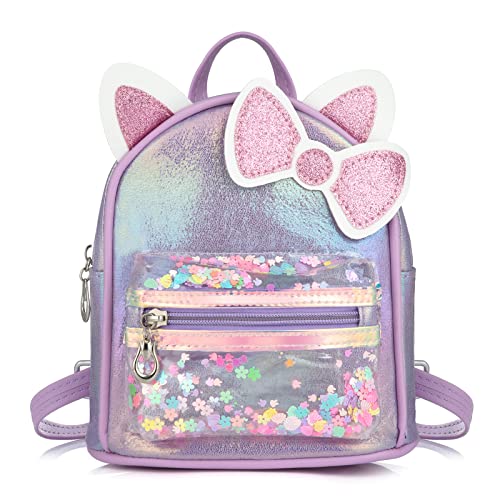 Wodasi Kinderrucksack Kindergarten, Lila Kinderrucksack Mädchen, Kinderrucksack Babyrucksack Kindergartenrucksack für Kinder Baby Mädchen Kleinkind, Süßer Katzenohren Rucksack von Wodasi