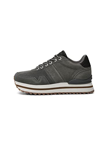 Woden Damen Sneakers Nora III Suede Plateau, Dark Grey, 37 von Woden