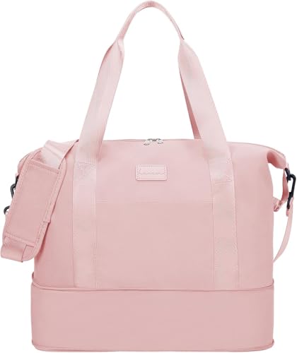 Erweiterbare Kabinentasche (44 x 42 x 18 cm), Mehrzweck-Reise- und Wochenendtasche für Damen, rose, Faltbare Reisetasche mit großem Fassungsvermögen von Wodouyzi
