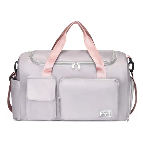 Faltbare Reisetasche in Rosa, leicht, wasserdicht und kabinenfreundlich, Weekender für Damen, Grau und Rosa, Faltbare Reisetasche mit großem Fassungsvermögen Faltbare Reisetasche in Rosa, leicht, wasserdicht und kabinenfreundlich, Weekender für Damen, Grau und Rosa, Faltbare Reisetasche mit großem Fassungsvermögen von Wodouyzi