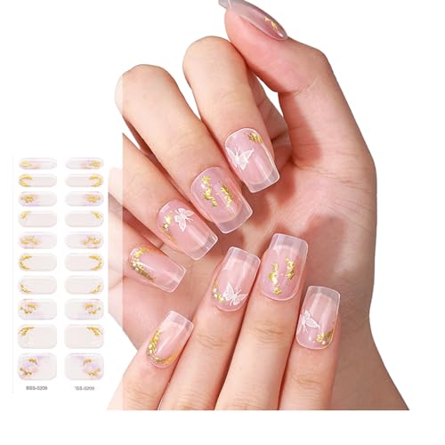20 Stück Langlebige Halb Ausgehärtete Nagelaufkleber Französischen Stil Halb Ausgehärtete Gel Nagelstreifen Nagellackstreifen Für Frauen von Woedpez