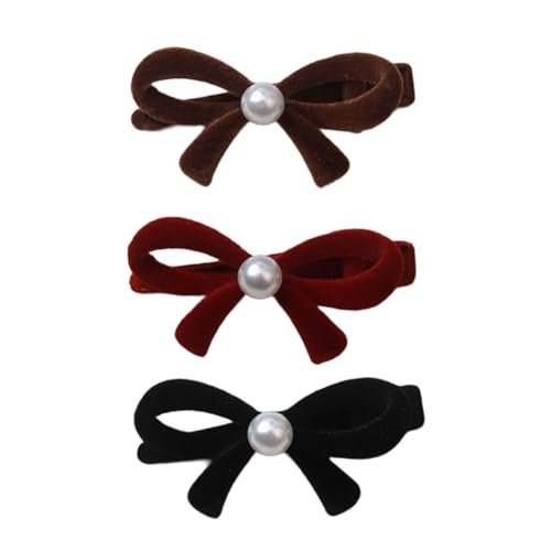 3 x französische Haarnadeln mit Schleife, stilvolle Haarspange für Damen und Mädchen, elegante Perlen, Schmetterlingsknoten, Haarschmuck, modische Schleifen, Haarnadel von Woedpez