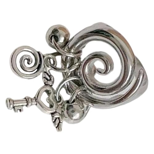 Eleganter, hohler Ring mit spiralförmiger Edelstahl-Textur, für Verabredungen, Partys und tägliche Outfits, Modeschmuck von Woedpez