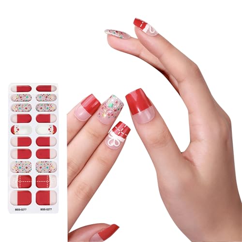 Festive Christmas Nail Stickers UV LED Lamp Required Quick and Durable Art Decals for Women and Girls Cured Gel Strips von Woedpez