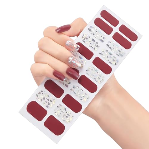 Halbgehärtete Gelnägel Lackstreifen Gelnägel Vollständige Wraps Streifen Gelnägel Aufkleber/LED Lampe Erforderlich Nagelfolien von Woedpez