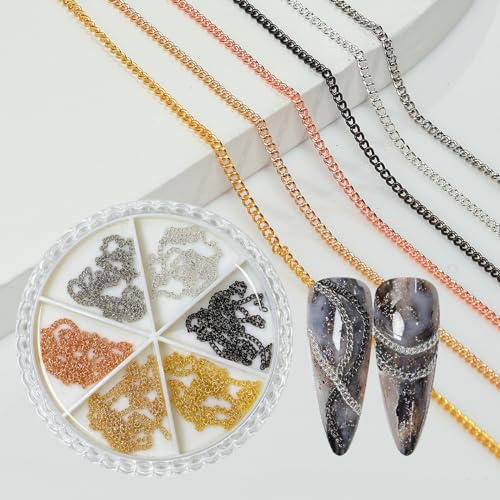 Modische Damen-3D-Metall-Nagelkunst, DIY-Dekoration, Zubehör für Mädchen und Frauen, Nagelketten für Nagelkunst von Woedpez
