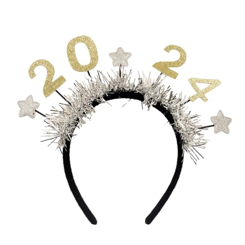 Neujahrs-Kopfschmuck, Kranz, Kopfschmuck für Mädchen, Frauen, Hochzeit, Festival, Urlaub, Weihnachten, Neujahr, Frohes neues Jahr, Stirnband 2024 für Frauen von Woedpez