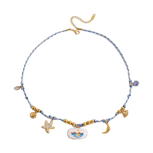 Stapelbare verstellbare Sommer-Halskette mit Marine-Design, leichte Kette für Strand-Outfits und Freizeitkleidung, verstellbare Strand-Halskette für Frauen, Einheitsgröße, Wie beschrieben, Wie von Woedpez