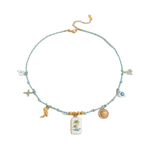 Stapelbare verstellbare Sommer-Halskette mit Marine-Design, leichte Kette für Strand-Outfits und Freizeitkleidung, verstellbare Strand-Halskette für Frauen, Einheitsgröße, Wie beschrieben, Wie von Woedpez