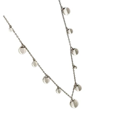 Woedpez Elegante Wassertropfen-Glas-Anhänger-Halskette, Titan-Stahlkette, einfaches Design, tragbar, zum Stapeln, Geschenke, Anlässe, Glas-Tropfen-Halskette, Einheitsgröße, Wie beschrieben, Wie von Woedpez