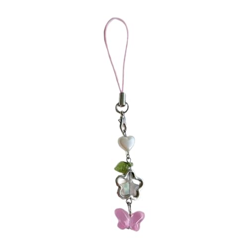 Woedpez Handgefertigte Perlen Telefonkette Und Schmetterling Handy Charme Colorful Keyring Anhänger Handy Charm Accessoire von Woedpez