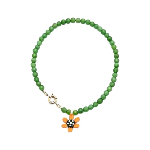 Woedpez Modische Blüten-Anhänger-Halskette aus stabilen Steinglas-Materialien mit verstellbarer Kette für vielseitiges Styling, Blumenanhänger von Woedpez
