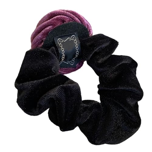 Woedpez Vintage Handgefertigte Rose Elegant Schwarz Haar Kreis Floral Große Srunchies Koreanische Frauen Haargummi Haarband Dickes Haar Scrunchy Pferdeschwanz Halter Hochzeit von Woedpez