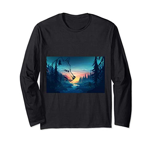 Mountain Man Wolf Langarmshirt Mountain Man Wolf Langarmshirt von Wölfe im Wald