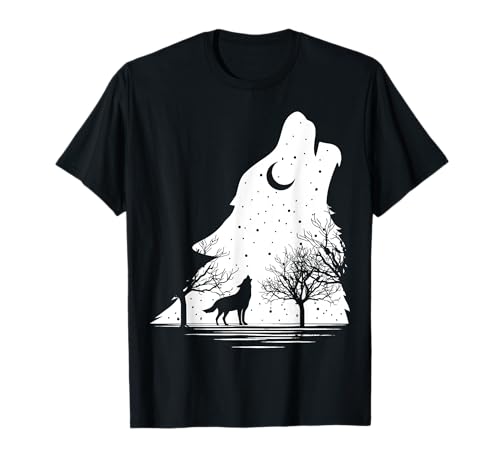 Heulende Wölfe unter Sternenhimmel Wolfsmotiv Damen Herren T-Shirt Heulende Wölfe unter Sternenhimmel Wolfsmotiv Damen Herren T-Shirt von Wölfe niedlich Geschenkidee Wolfdesign Hund Hunde