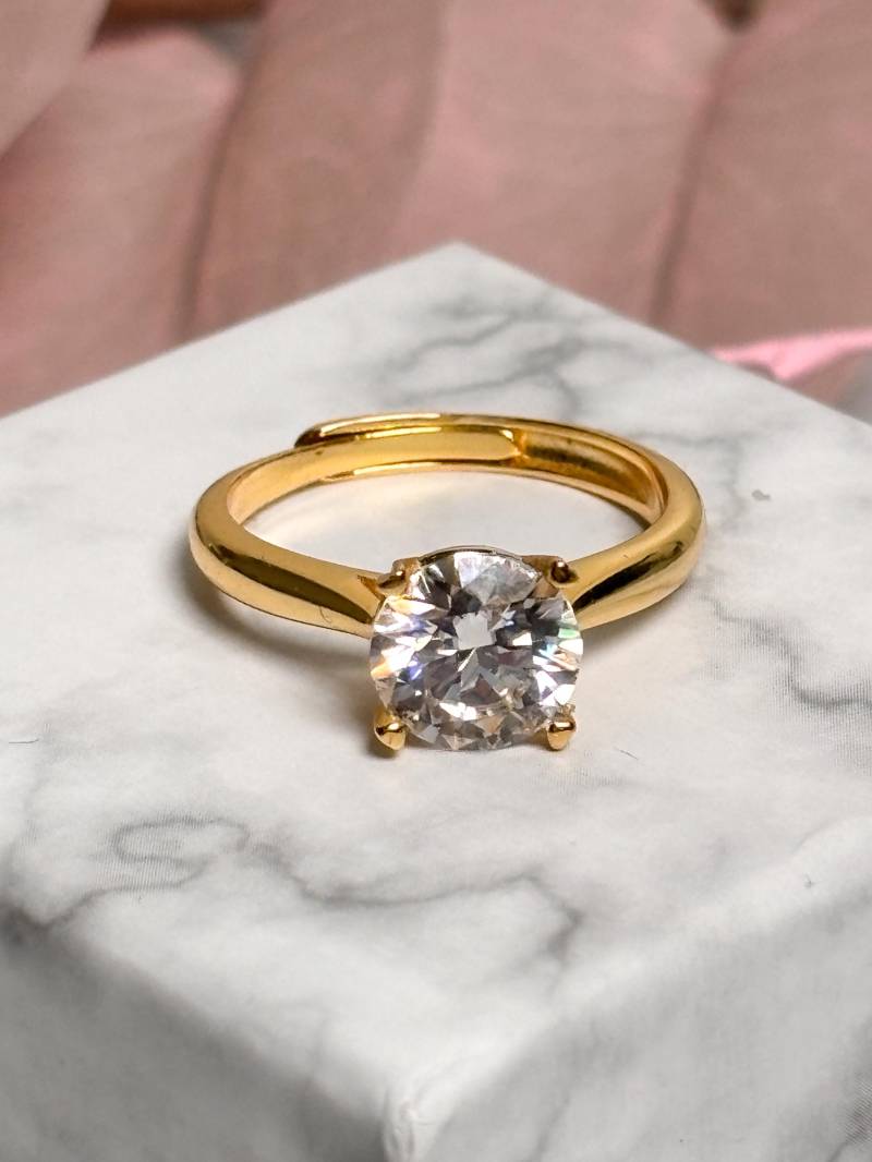 Solitär Moissanit Ring - Verlobungsring Aus 925 Silber, Größenverstellbar | Eleganter Statementring von WoelkchenWunderShop