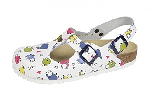 Wörishofer Weeger-Clog m. Fersenriemen weissSchafe Gr. 37 von Weeger