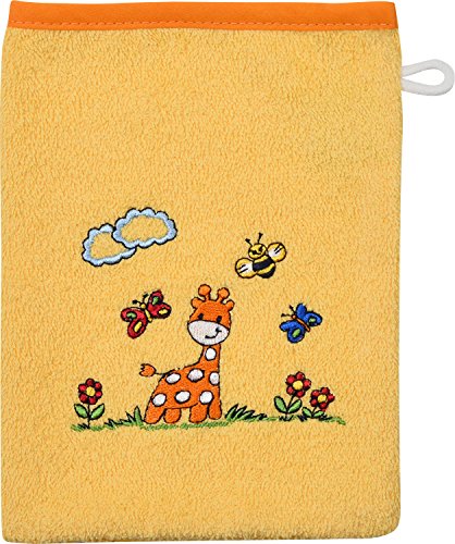 Wörner Kinder-Waschhandschuh "Giraffe" Walk-Frottier gelb Größe 15x20 cm von WöRNER SüDFROTTIER