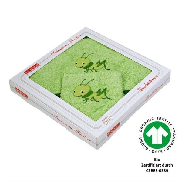 Wörner Baby Kapuzenbadetuch Geschenkset Motive z.Wahl GOTS zertifiziert von Wörner