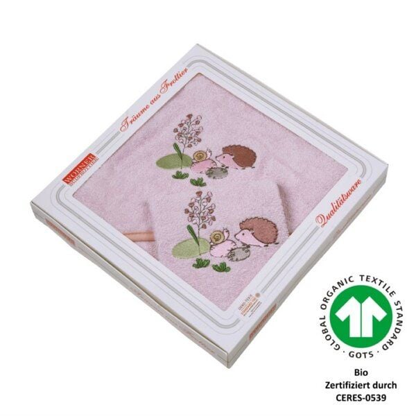 Wörner Baby Kapuzenbadetuch Geschenkset Motive z.Wahl GOTS zertifiziert von Wörner