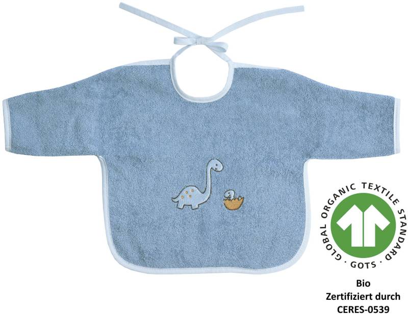 Wörner Lätzchen "Dinofamilie" 1 Stk. tlg. Biobaumwolle, mit Ärmeln, maschinenwaschbar, trocknergeeignet von Wörner