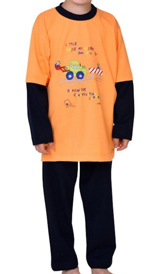 Wörner Pyjama Wörner Jungen Schlafanzug lang Pyjama Single Jersey Radlader orange (2 tlg) von Wörner