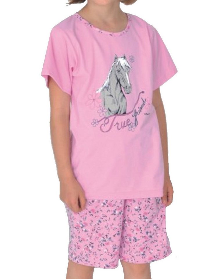 Wörner Shorty Wörner Mädchen Shorty kurzer Schlafanzug Pferd rosa (2 tlg) von Wörner