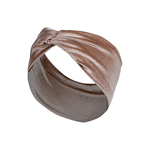 Haarband Damen, Stirnbänder Damen Frauen Haarreifen Breite Boho Blumendruck Leopard Knot, Breite Stirnbänder für Frauen, geknotete, rutschfeste, modische Haarbänder (9#Khaki) von Woetwoat