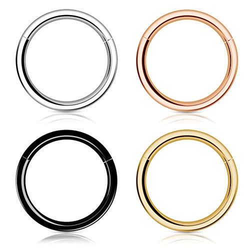 Hoop Nose Ring Für Frauen Männer, Woffoly 316L Surgical Steel Sleeper Hoop Ohrringe Septum Clickers Klappsegment Ring, Hypoallergene Conch Lobe Piercing Daith Helix Gold Ring Schmuck (16G 8mm) von Woffoly