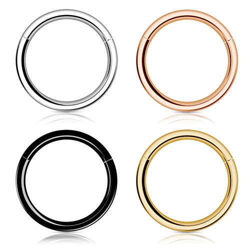 Woffoly Hoop Nose Ring Für Frauen Männer, 316L Surgical Steel Sleeper Hoop Ohrringe Septum Clickers Klappsegment Ring, Hypoallergene Conch Lobe Piercing Daith Helix Gold Ring Schmuck (16G 8mm) von Woffoly