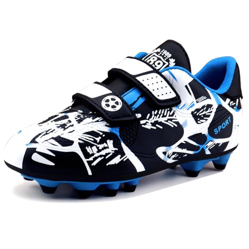 Woflebel Fussballschuhe Jungen 36 Fußballschuhe Kinder Mädchen Outdoor Professionelle Trainingsschuhe Soccer Schuhe Atmungsaktive rutschfest Weiß Blau von Woflebel