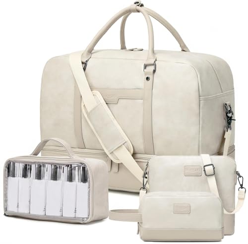 Wogarl Weekender Bag für Damen und Herren, große Reisetasche, Weiss/opulenter Garten von Wogarl