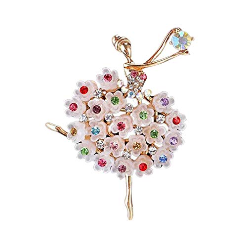 Wohlstand 1xVintage Style Strass Kristall Brosche Pin Damen Brosche Kreative Ballett Mädchen Legierung Broschen Kleidung Dekoration Damen Brosche Schmuck Zubehör Mantel Hemd Deko Brooch von Wohlstand