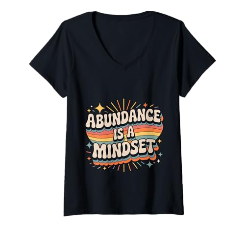 Damen Abundance is A Mindset Wohlstandswachstumspositivität - T-Shirt mit V-Ausschnitt Damen Abundance is A Mindset Wohlstandswachstumspositivität - T-Shirt mit V-Ausschnitt von Wohlstandsmotivation Mentalität
