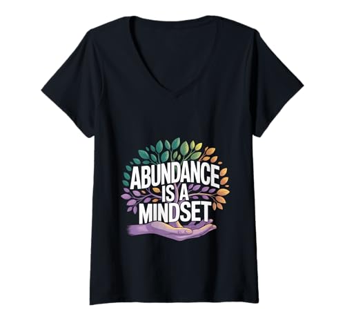 Damen Abundance is A Mindset Wohlstandswachstumspositivität - T-Shirt mit V-Ausschnitt Damen Abundance is A Mindset Wohlstandswachstumspositivität - T-Shirt mit V-Ausschnitt von Wohlstandsmotivation Mentalität