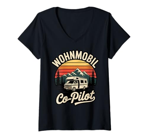Damen Wohnmobil Co-Pilot Camper Frauen oder Männer Camping Outfit T-Shirt mit V-Ausschnitt Damen Wohnmobil Co-Pilot Camper Frauen oder Männer Camping Outfit T-Shirt mit V-Ausschnitt von Wohnmobil Camping Camper Urlaub Fan