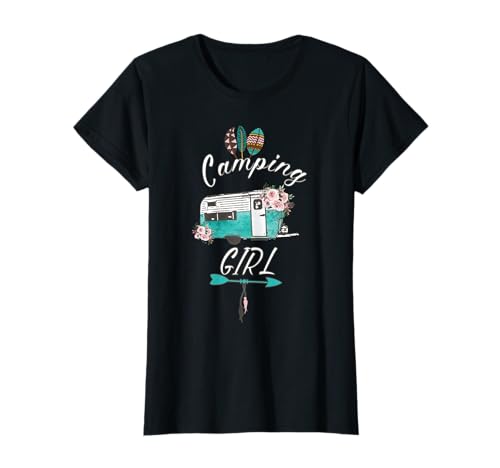 Camping Girl mit Wohnwagen für Camper Frauen als Geschenk T-Shirt Camping Girl mit Wohnwagen für Camper Frauen als Geschenk T-Shirt von Wohnmobil Campingbus Urlaubs Idee Spatzelhu