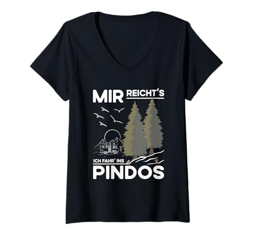 Damen Wohnmobil Reise Camping Gadgets Wohnmobilfans Urlaub Pindos T-Shirt mit V-Ausschnitt Damen Wohnmobil Reise Camping Gadgets Wohnmobilfans Urlaub Pindos T-Shirt mit V-Ausschnitt von Wohnmobil Pindos und Geschenk Wohnmobilfans